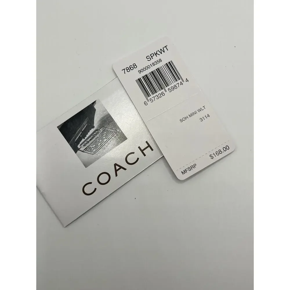 Coach Pink and White leather Buckle Charm Soho mini Bifold Wallet Y2k Deadstock